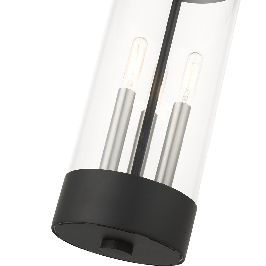 3 Light Textured Black Outdoor Pendant Lantern