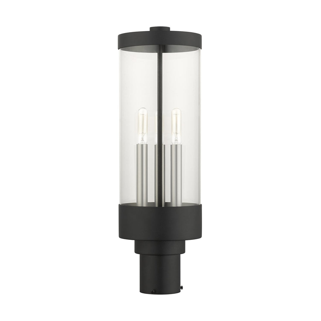 3 Light Textured Black Outdoor Post Top Lantern