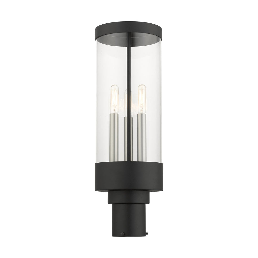3 Light Textured Black Outdoor Post Top Lantern