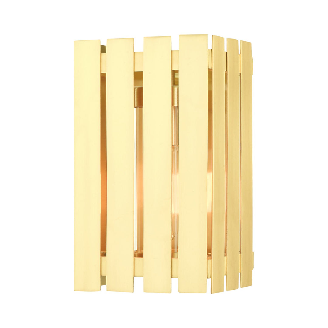 1 Light Satin Brass Outdoor Wall Lantern by Livex Lighting