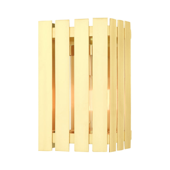 1 Light Satin Brass Outdoor Wall Lantern by Livex Lighting