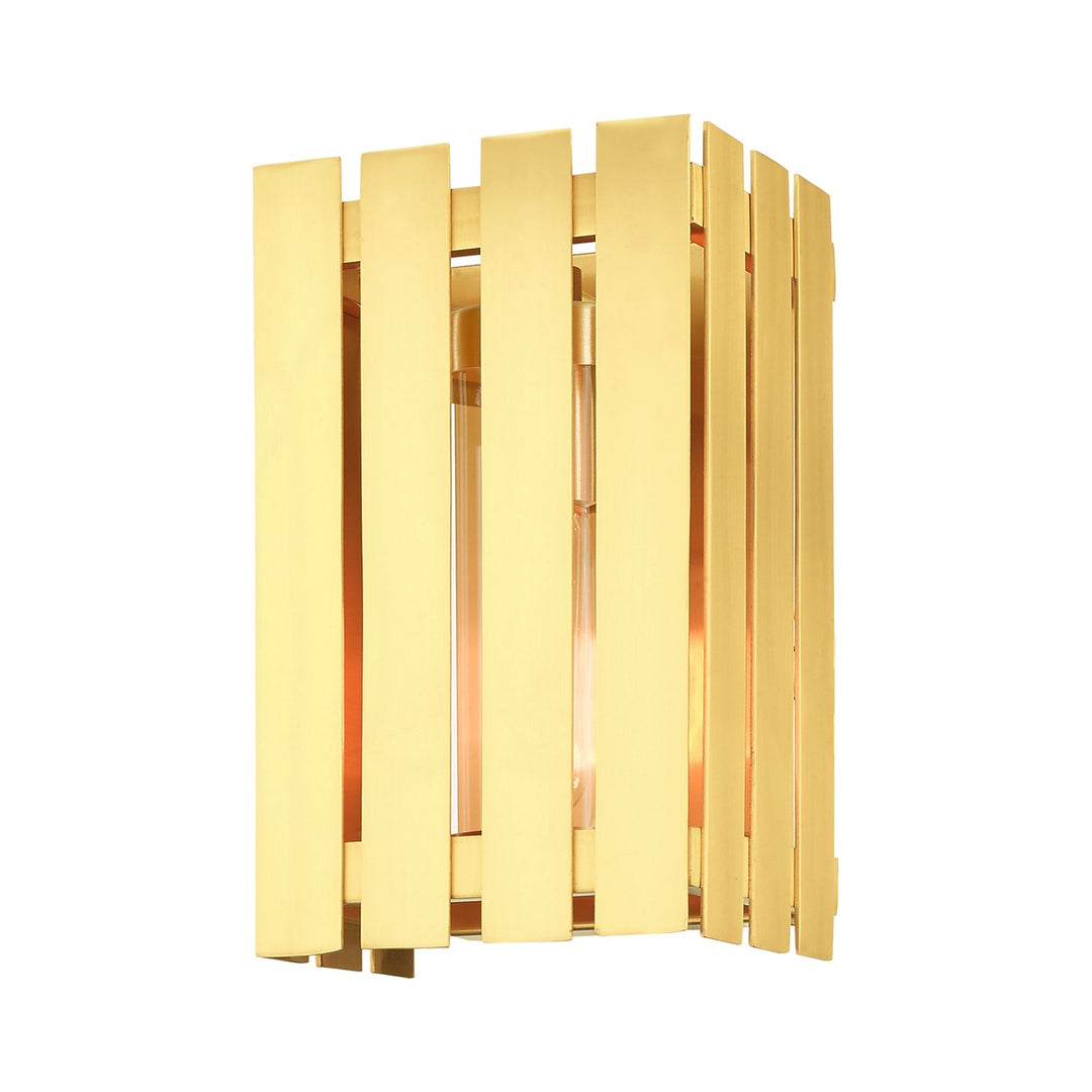 1 Light Satin Brass Outdoor Wall Lantern