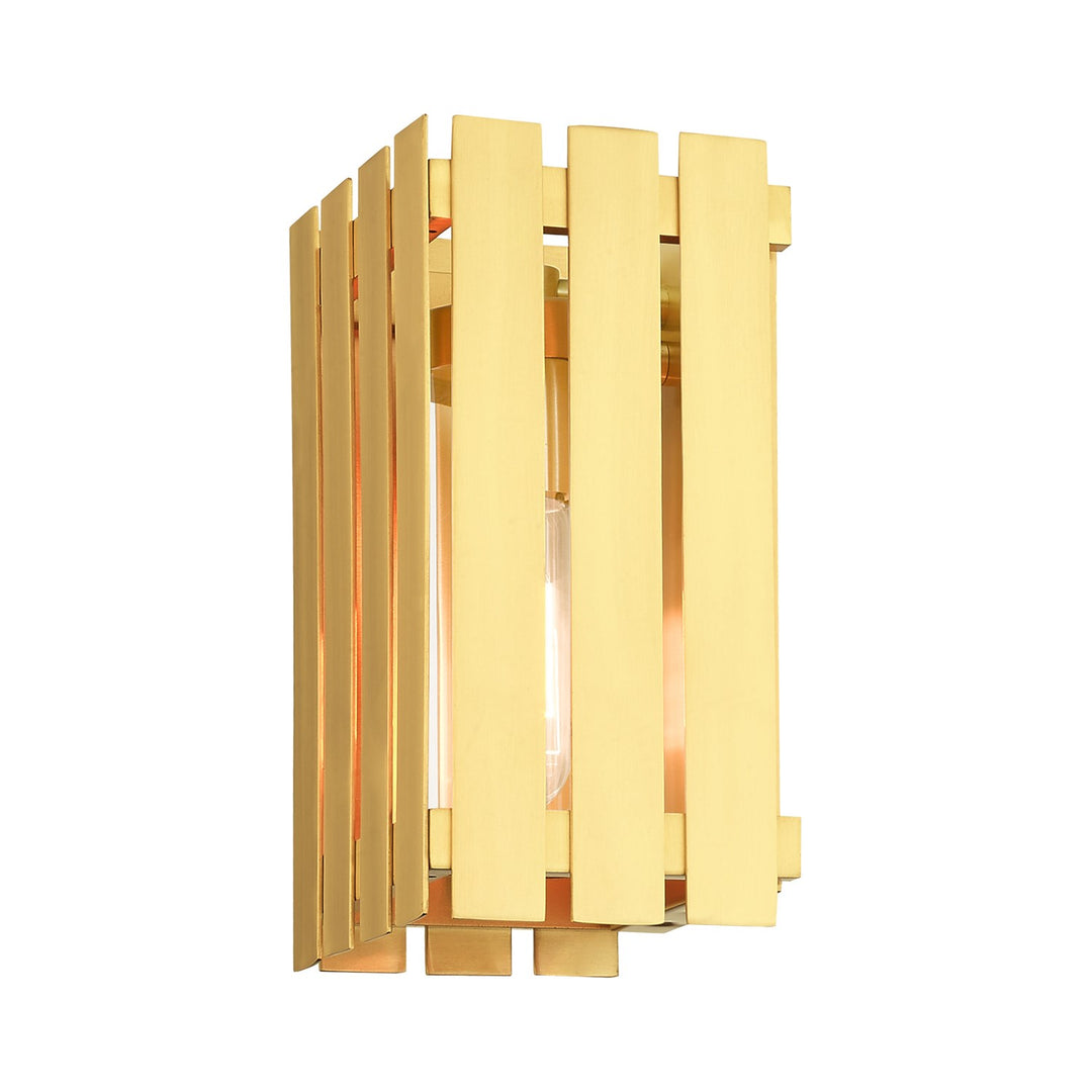1 Light Satin Brass Outdoor Wall Lantern