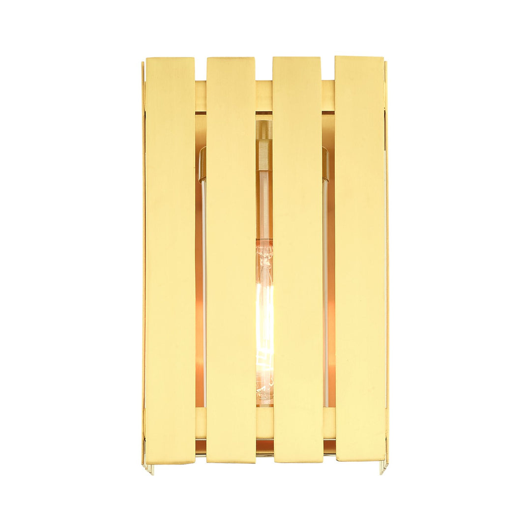 1 Light Satin Brass Outdoor Wall Lantern