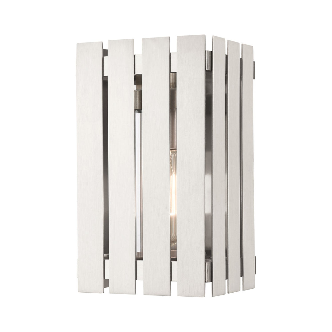 1 Light Brushed Nickel Outdoor Wall Lantern by Livex Lighting