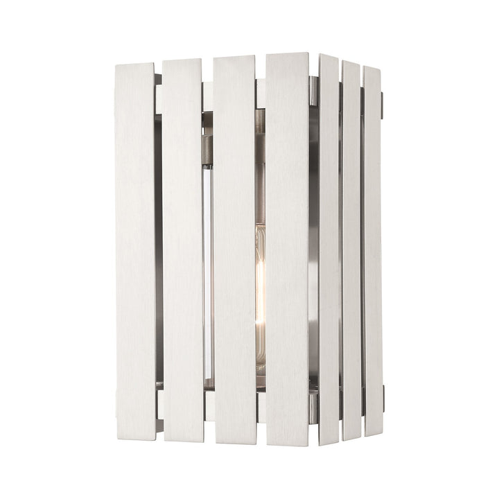 1 Light Brushed Nickel Outdoor Wall Lantern by Livex Lighting