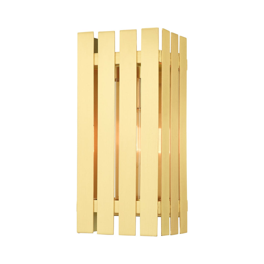 1 Light Satin Brass Outdoor Wall Lantern by Livex Lighting