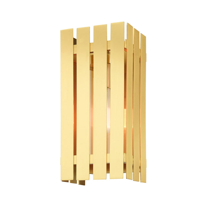 1 Light Satin Brass Outdoor Wall Lantern