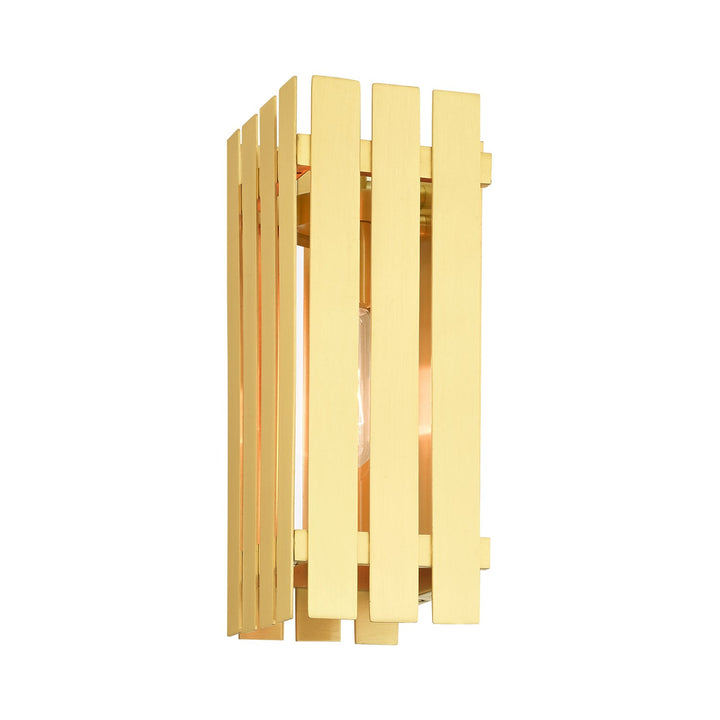 1 Light Satin Brass Outdoor Wall Lantern