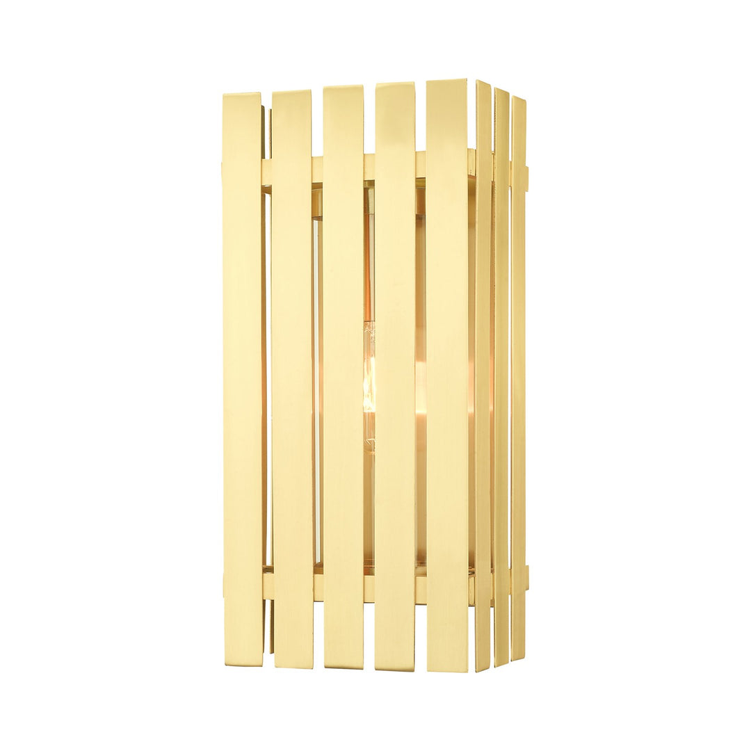 1 Light Satin Brass Outdoor Wall Lantern by Livex Lighting