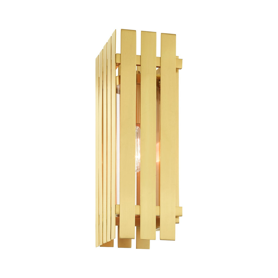 1 Light Satin Brass Outdoor Wall Lantern