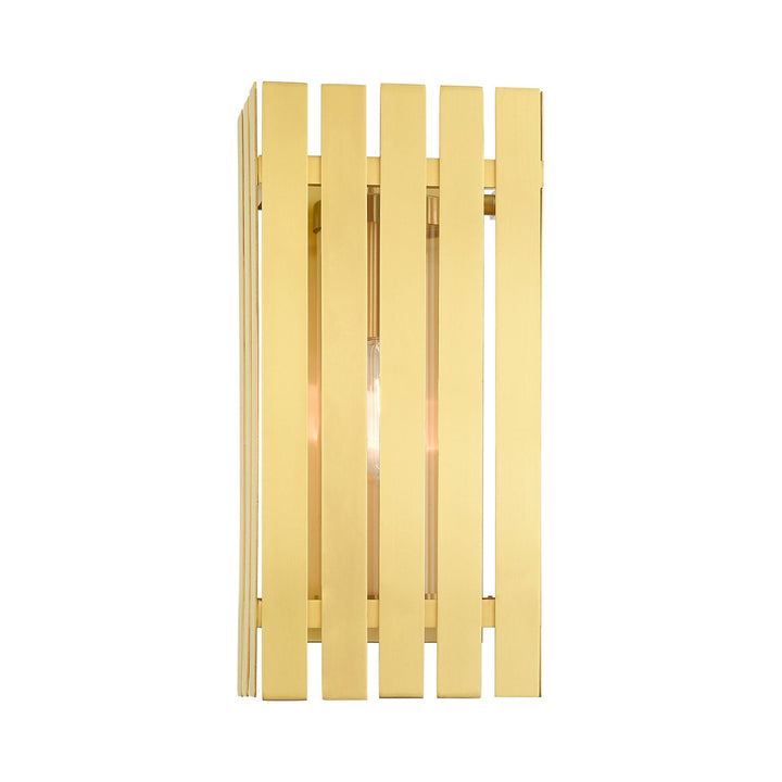 1 Light Satin Brass Outdoor Wall Lantern