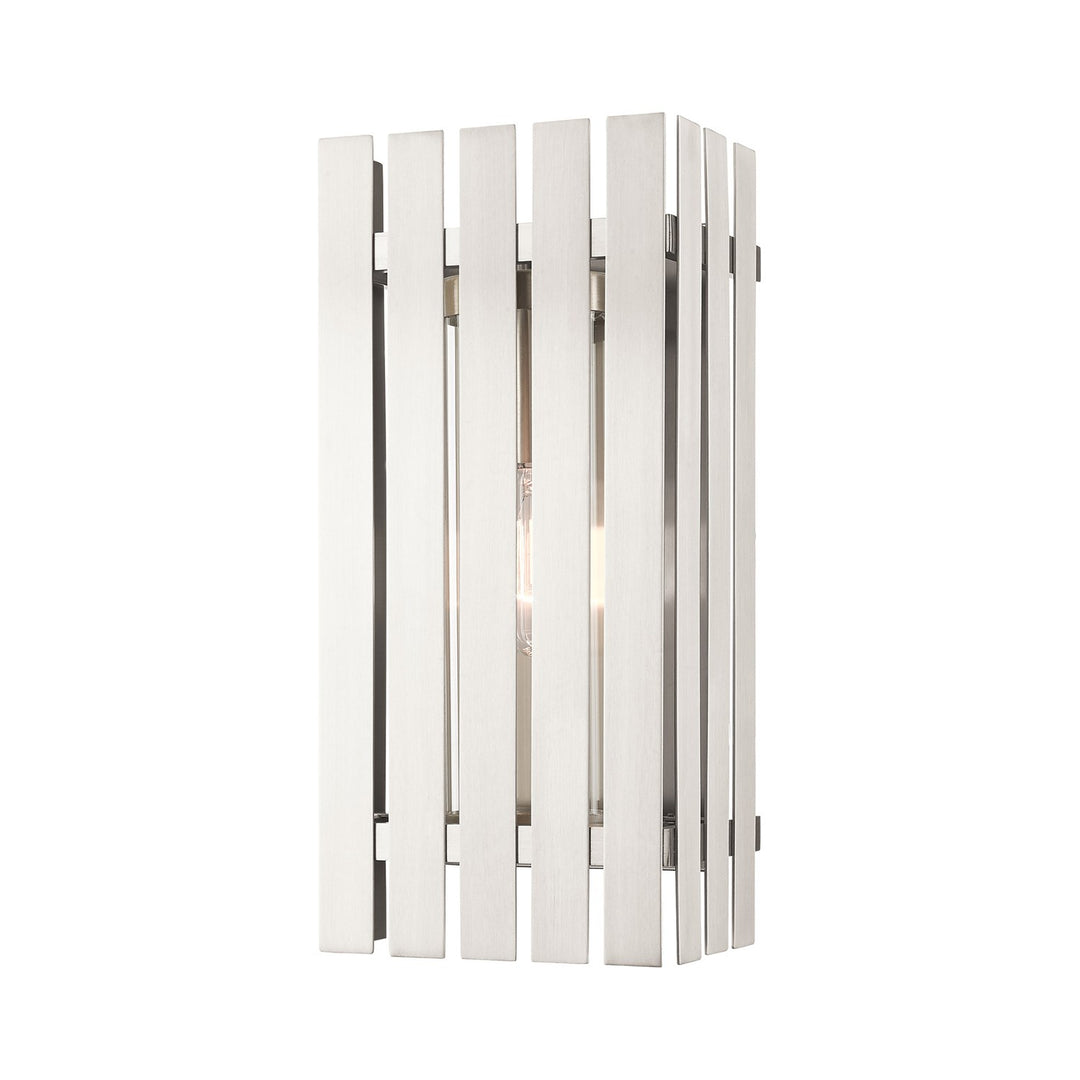 1 Light Brushed Nickel Outdoor Wall Lantern by Livex Lighting