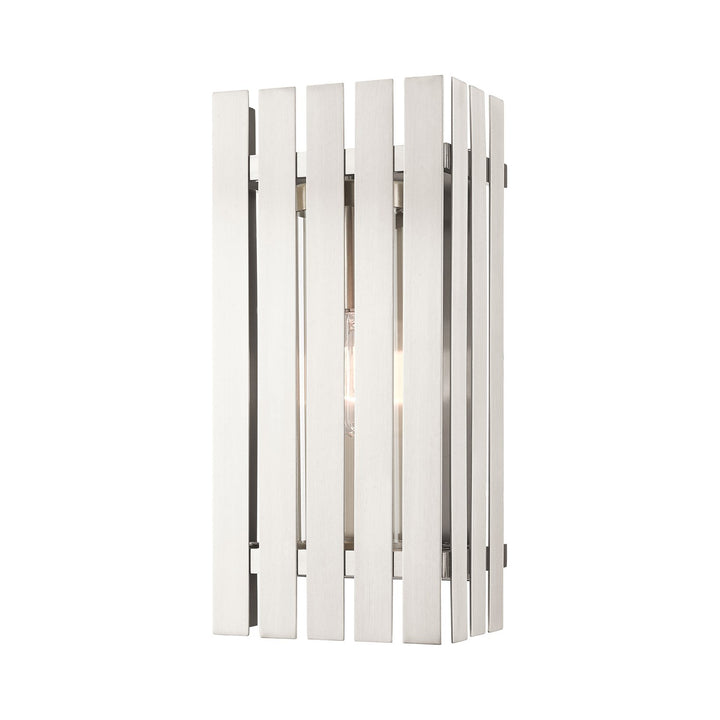 1 Light Brushed Nickel Outdoor Wall Lantern by Livex Lighting
