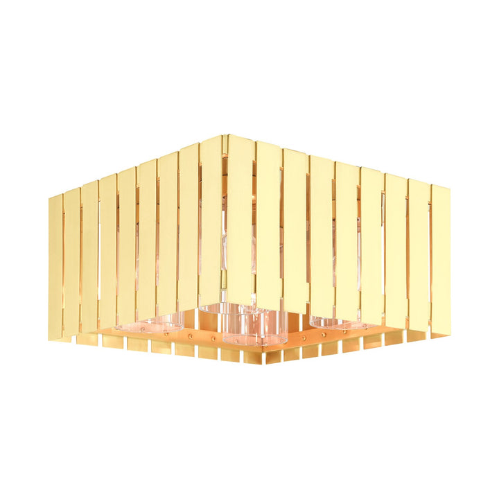 4 Light Satin Brass Outdoor Ceiling Mount by Livex Lighting