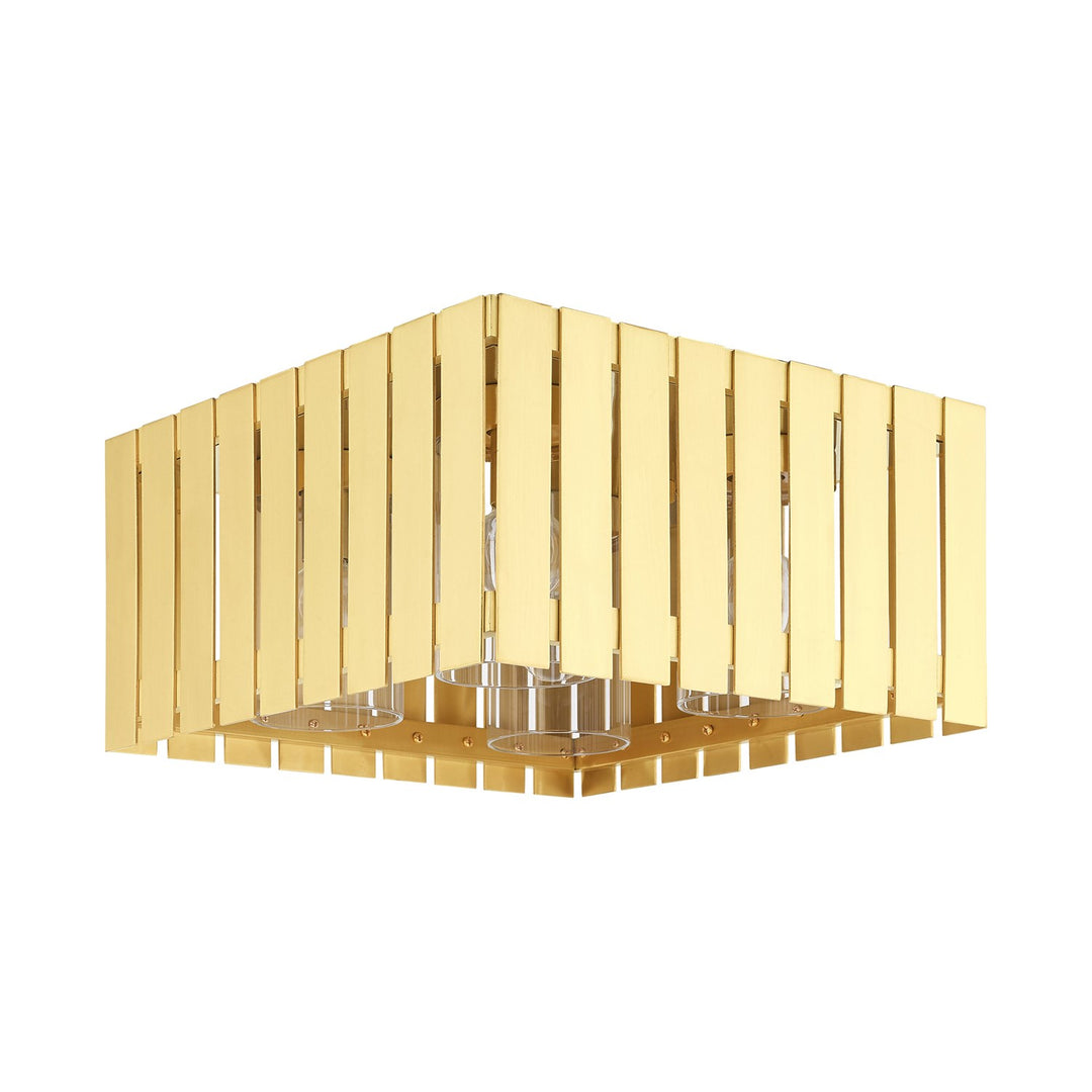 4 Light Satin Brass Outdoor Ceiling Mount