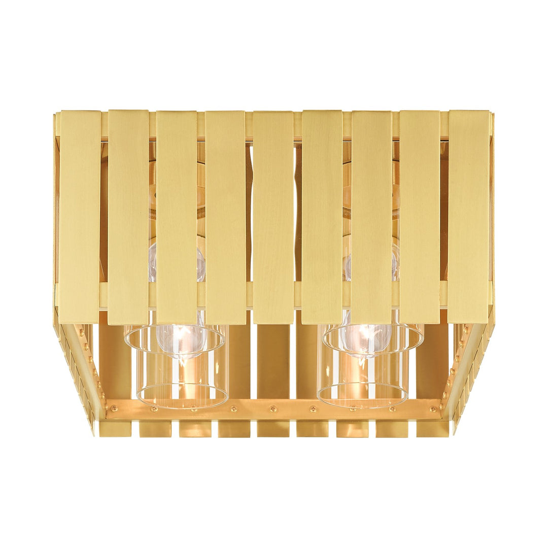4 Light Satin Brass Outdoor Ceiling Mount