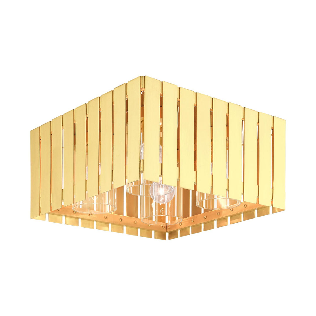 4 Light Satin Brass Outdoor Ceiling Mount