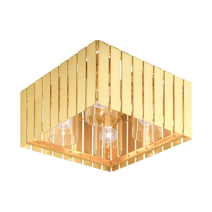 4 Light Satin Brass Outdoor Ceiling Mount