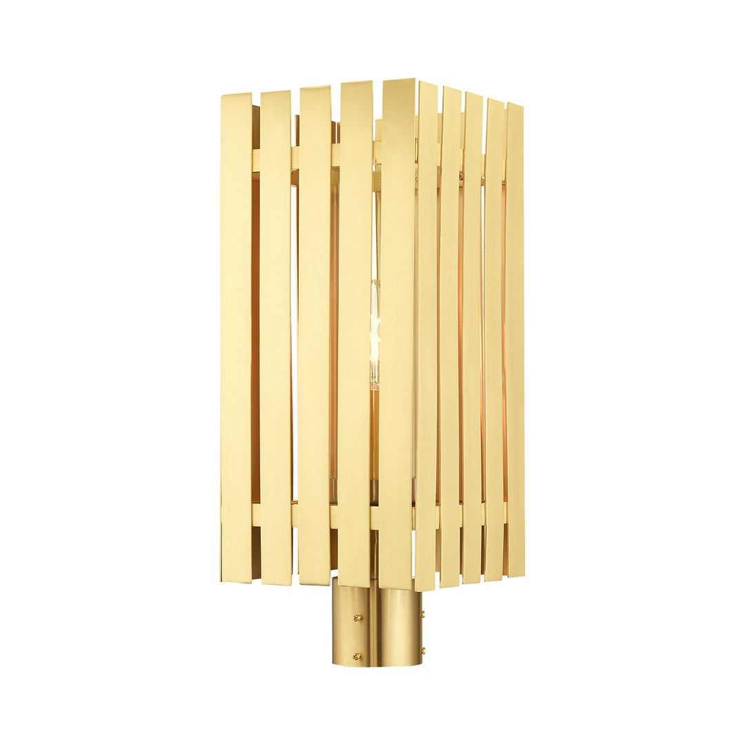 1 Light Satin Brass Outdoor Post Top Lantern by Livex Lighting