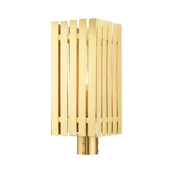 1 Light Satin Brass Outdoor Post Top Lantern by Livex Lighting