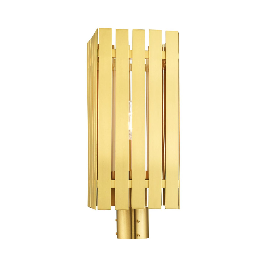 1 Light Satin Brass Outdoor Post Top Lantern