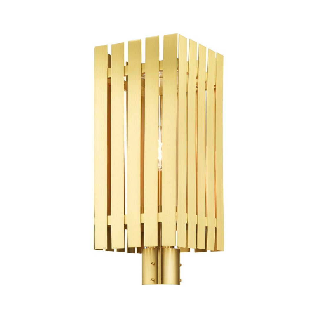1 Light Satin Brass Outdoor Post Top Lantern