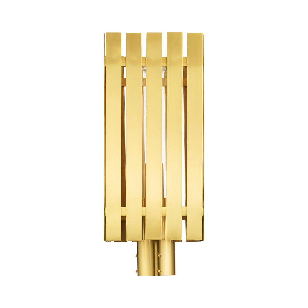 1 Light Satin Brass Outdoor Post Top Lantern