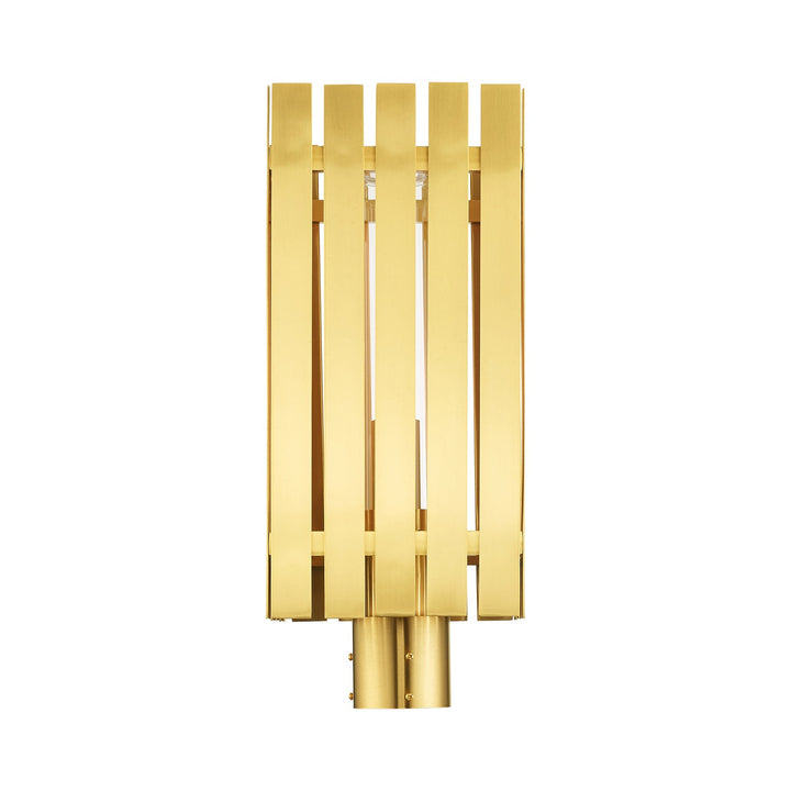 1 Light Satin Brass Outdoor Post Top Lantern