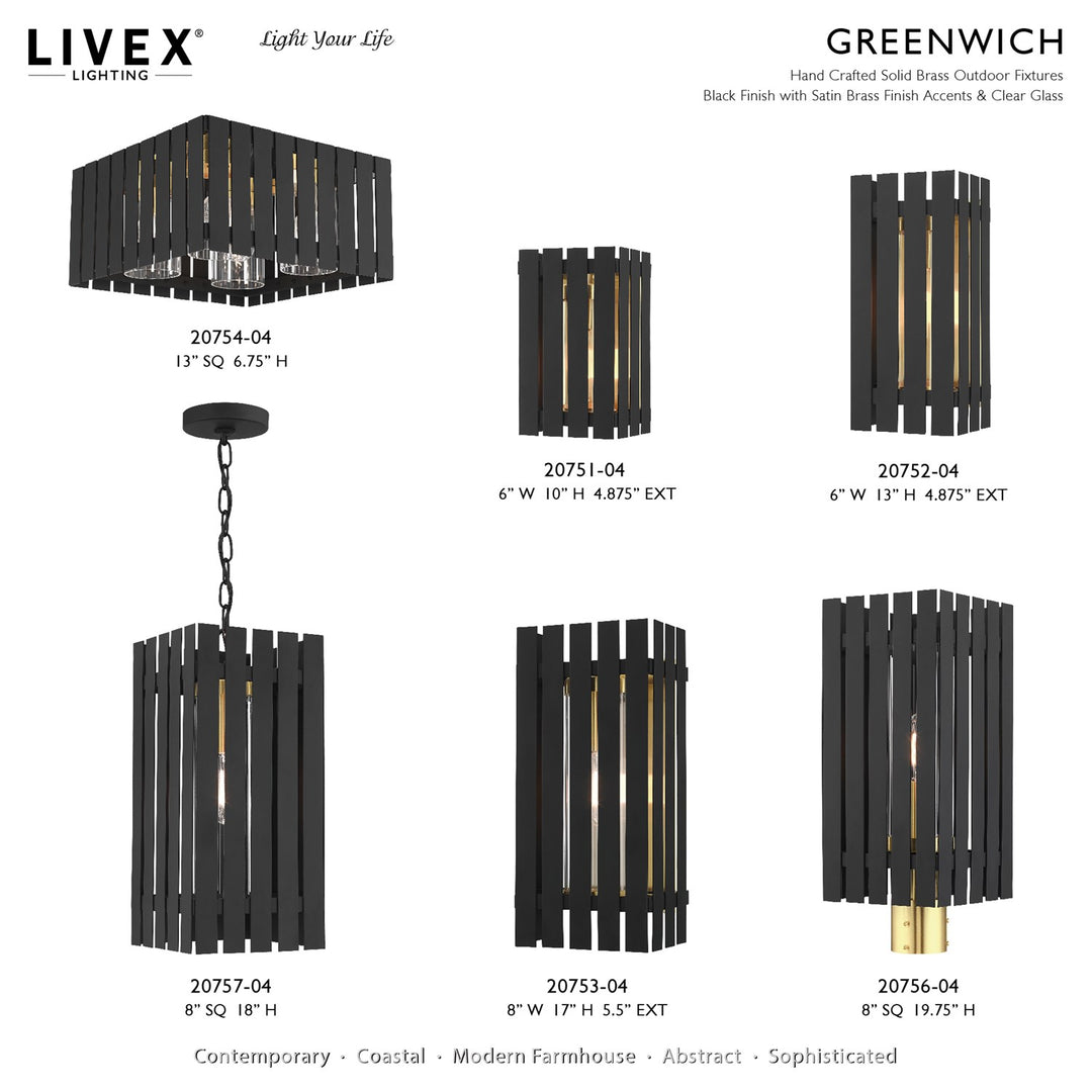 1 Light Black Outdoor Pendant Lantern