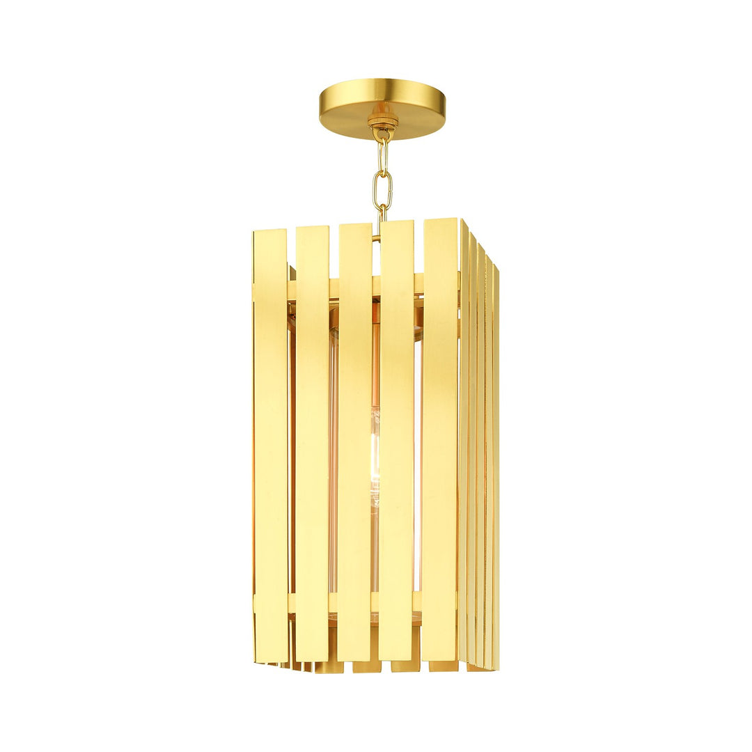 1 Light Satin Brass Outdoor Pendant Lantern