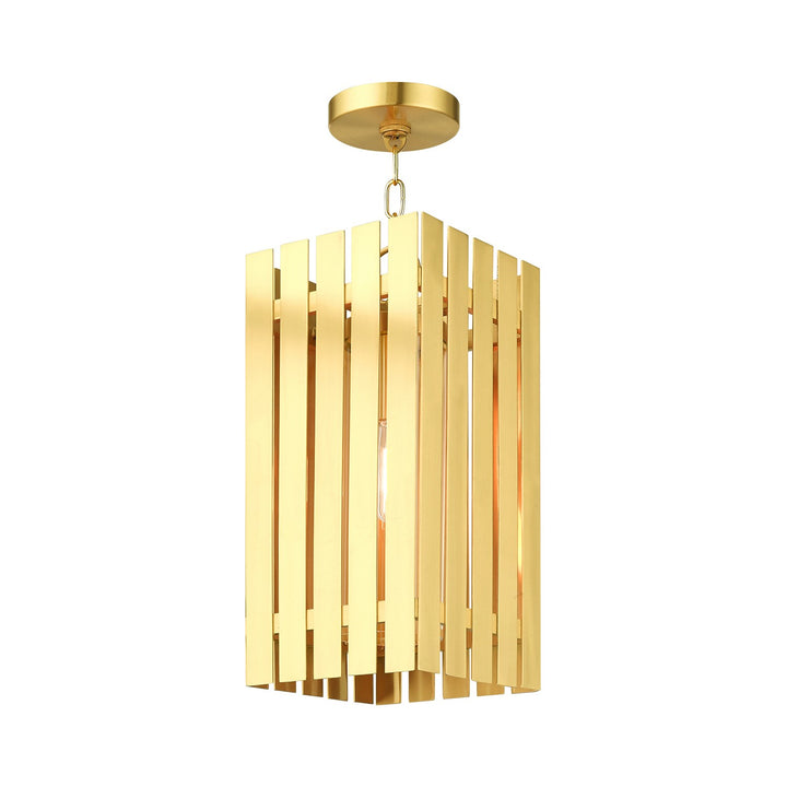 1 Light Satin Brass Outdoor Pendant Lantern