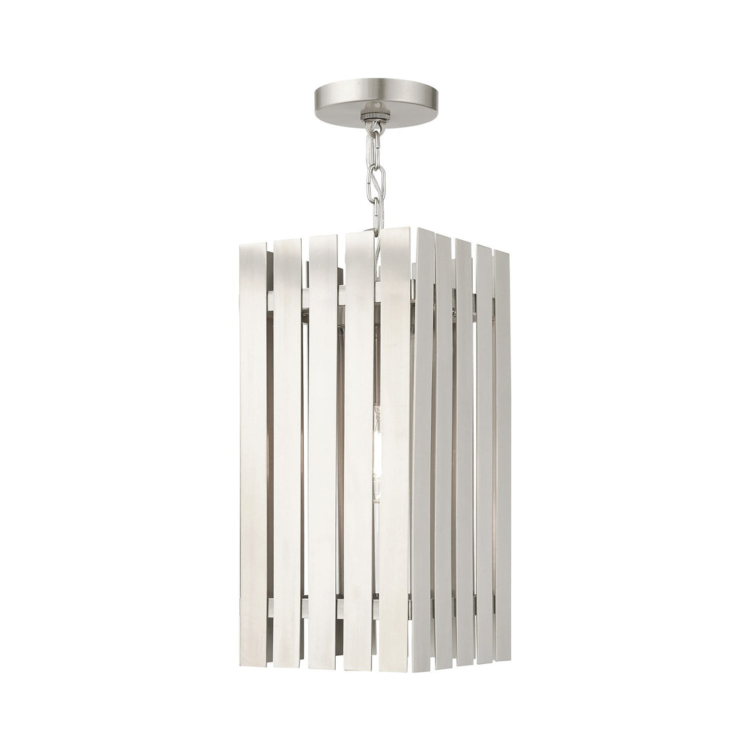 1 Light Brushed Nickel Outdoor Pendant Lantern by Livex Lighting