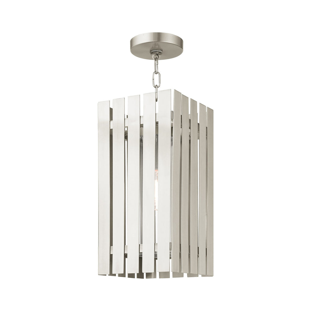 1 Light Brushed Nickel Outdoor Pendant Lantern