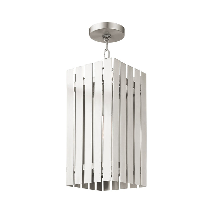 1 Light Brushed Nickel Outdoor Pendant Lantern