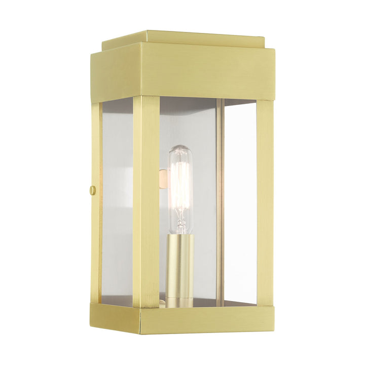1 Light Satin Brass Outdoor Ada Wall Lantern by Livex Lighting