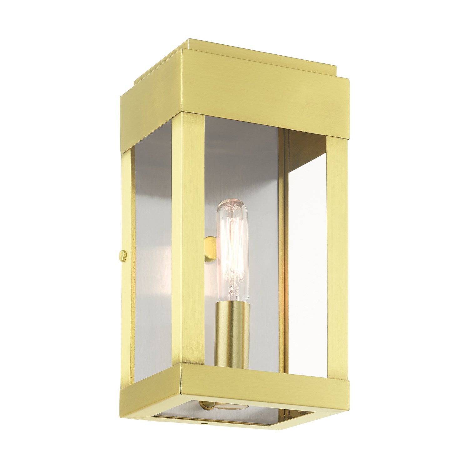 1 Light Satin Brass Outdoor Ada Wall Lantern
