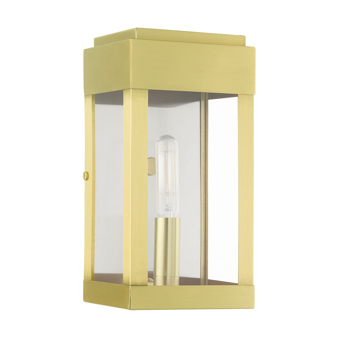 1 Light Satin Brass Outdoor Ada Wall Lantern