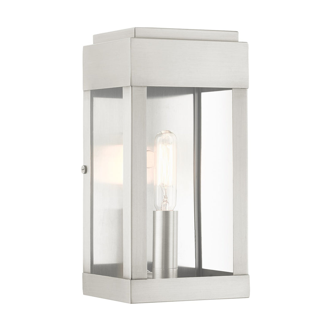 1 Light Brushed Nickel Outdoor Ada Wall Lantern by Livex Lighting