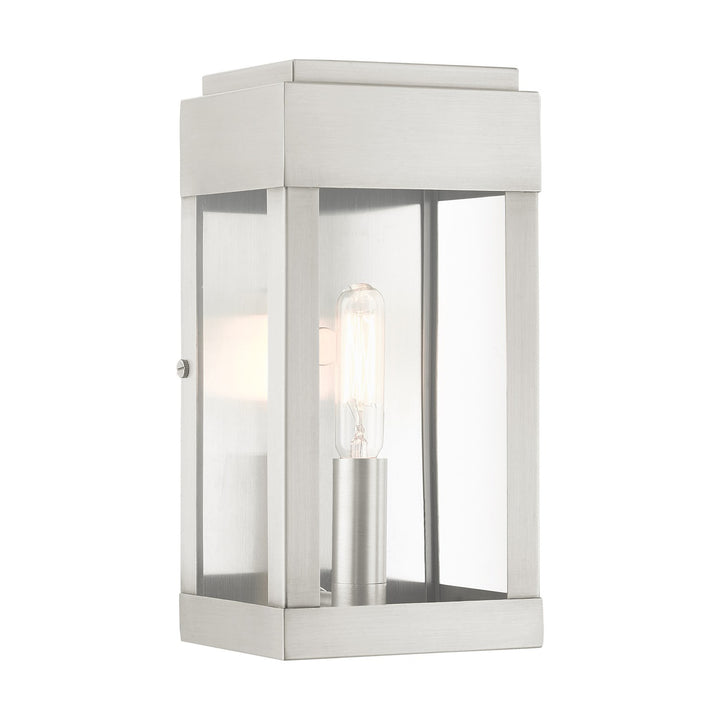 1 Light Brushed Nickel Outdoor Ada Wall Lantern by Livex Lighting