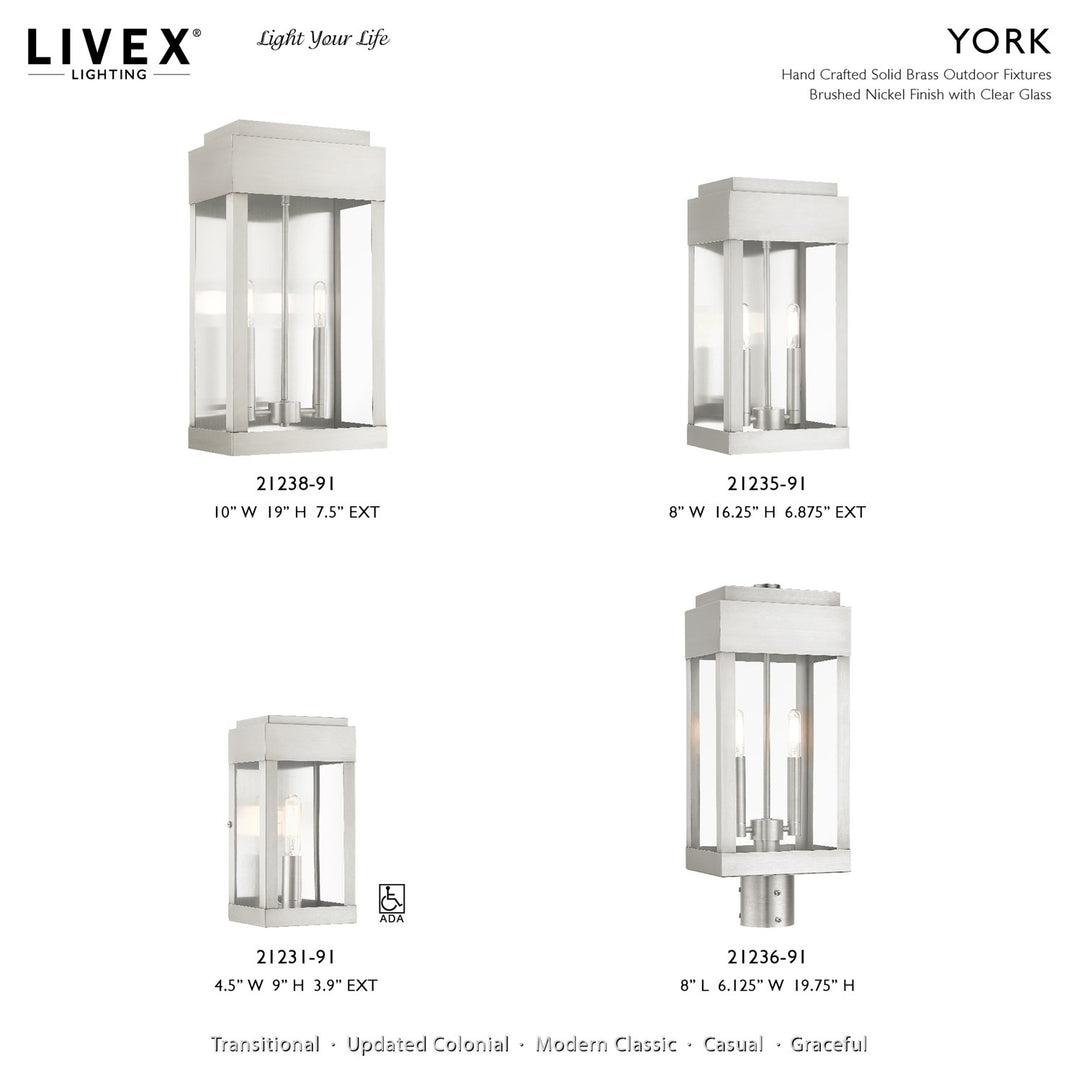 1 Light Brushed Nickel Outdoor Ada Wall Lantern