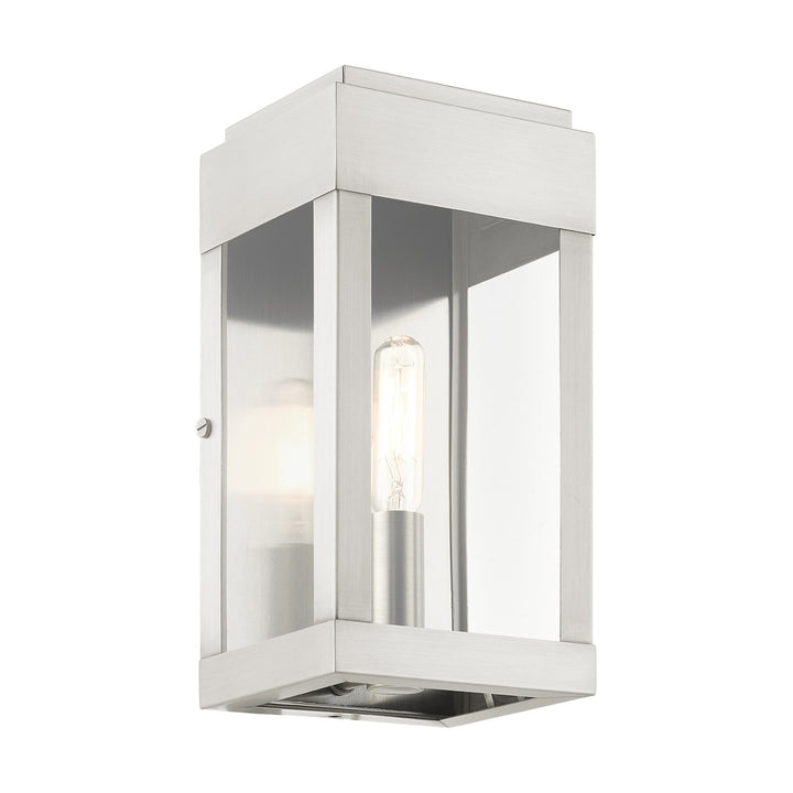 1 Light Brushed Nickel Outdoor Ada Wall Lantern