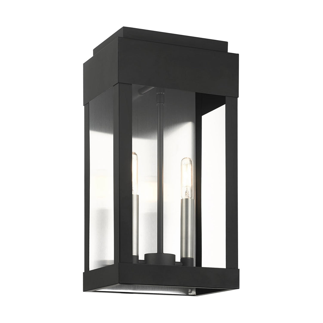 2 Light Black Outdoor Wall Lantern