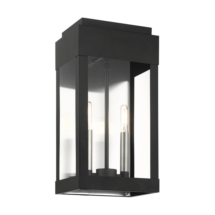 2 Light Black Outdoor Wall Lantern