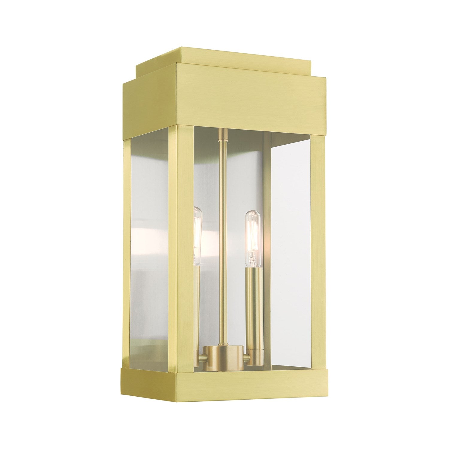 2 Light Satin Brass Outdoor Wall Lantern by Livex Lighting