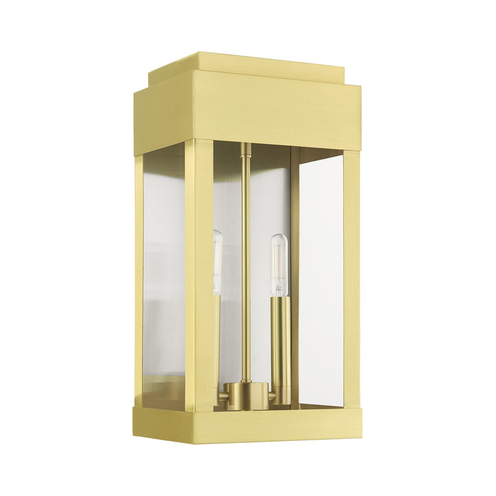 2 Light Satin Brass Outdoor Wall Lantern