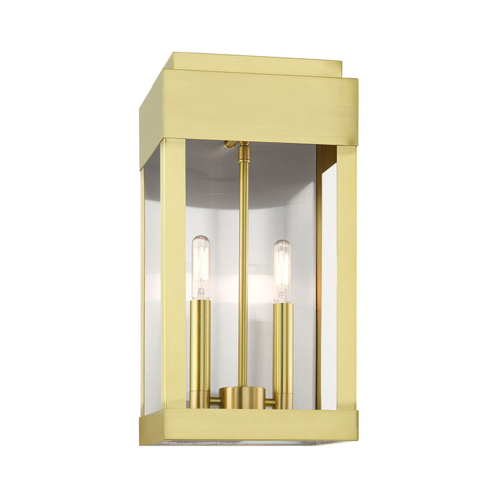 2 Light Satin Brass Outdoor Wall Lantern