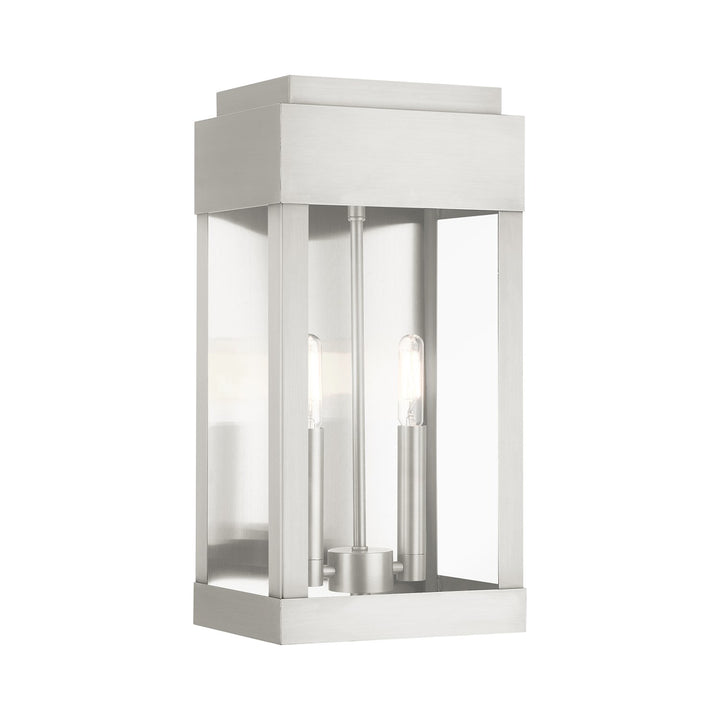 2 Light Brushed Nickel Outdoor Wall Lantern by Livex Lighting