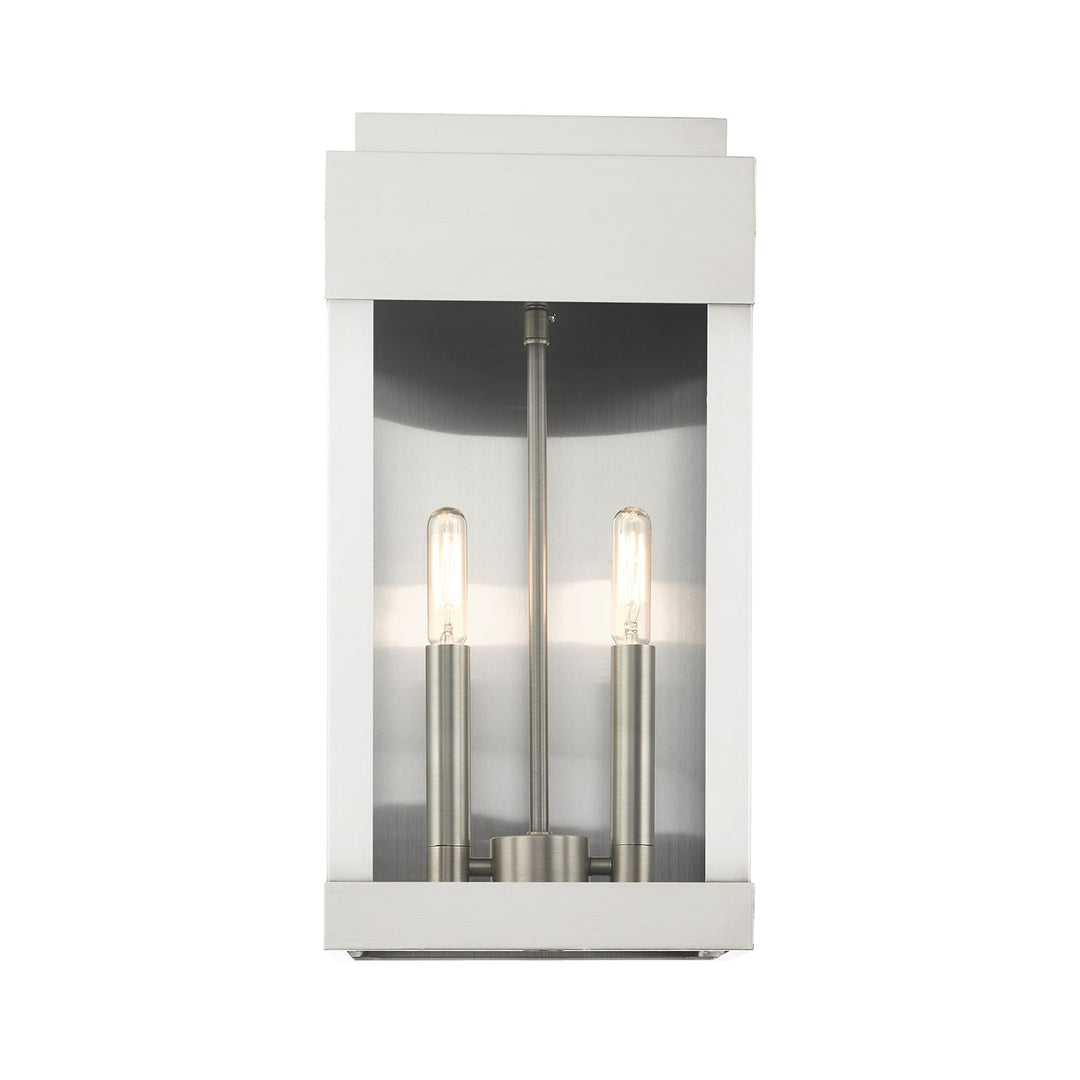 2 Light Brushed Nickel Outdoor Wall Lantern