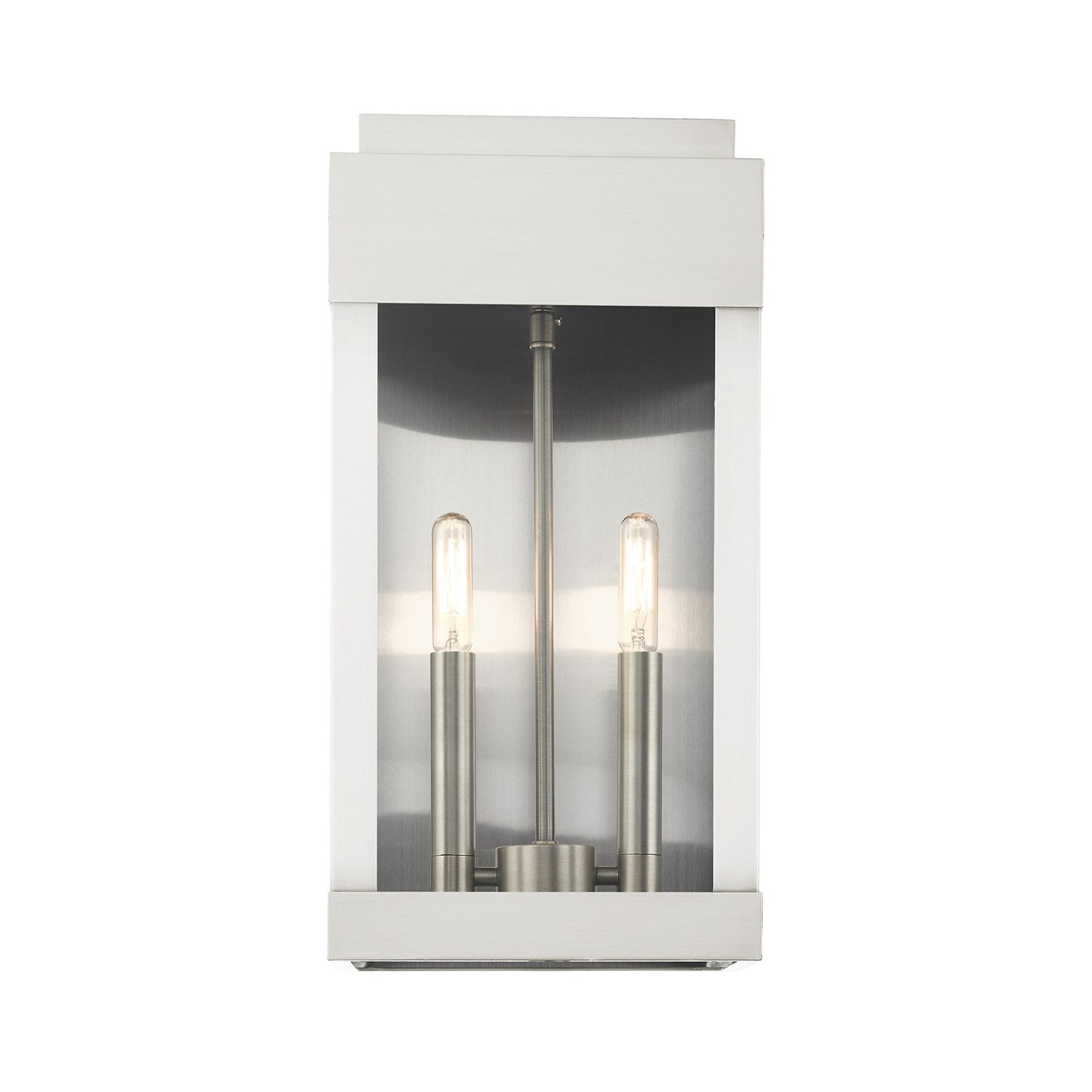2 Light Brushed Nickel Outdoor Wall Lantern